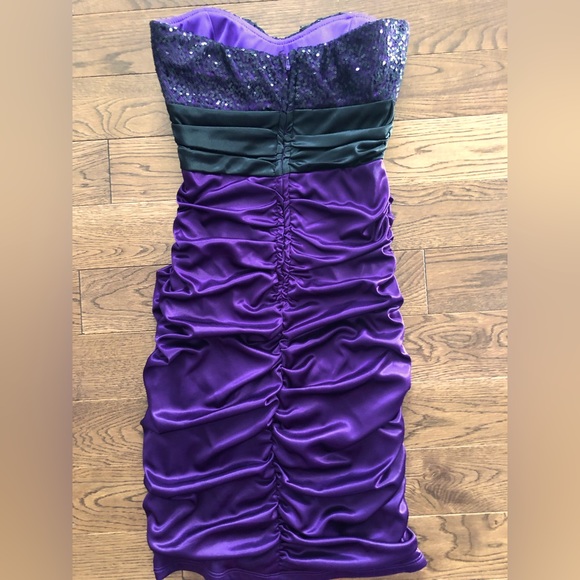 Purple satin mini dress w/ sequins - Size Small - Picture 2 of 3